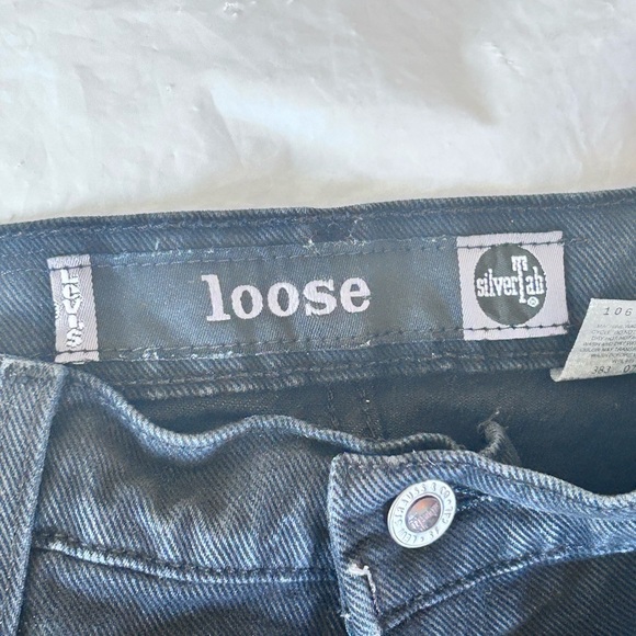 LEVI’S SILVERTAB VTG 90s Loose Black Cotton Rigid Crop Black 30x25 USA - Picture 7 of 14